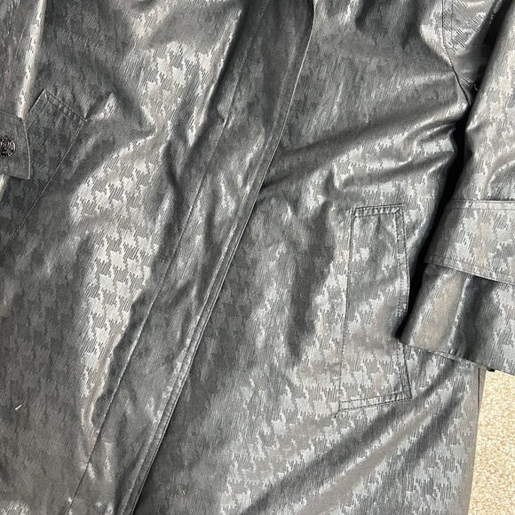 Vintage London Fog Coat Womens 4 Petite Gray Check Long Trench Lined Raincoat - Picture 2 of 10